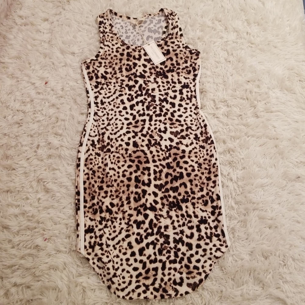 Leopard print racerback Jersey dress large NWT